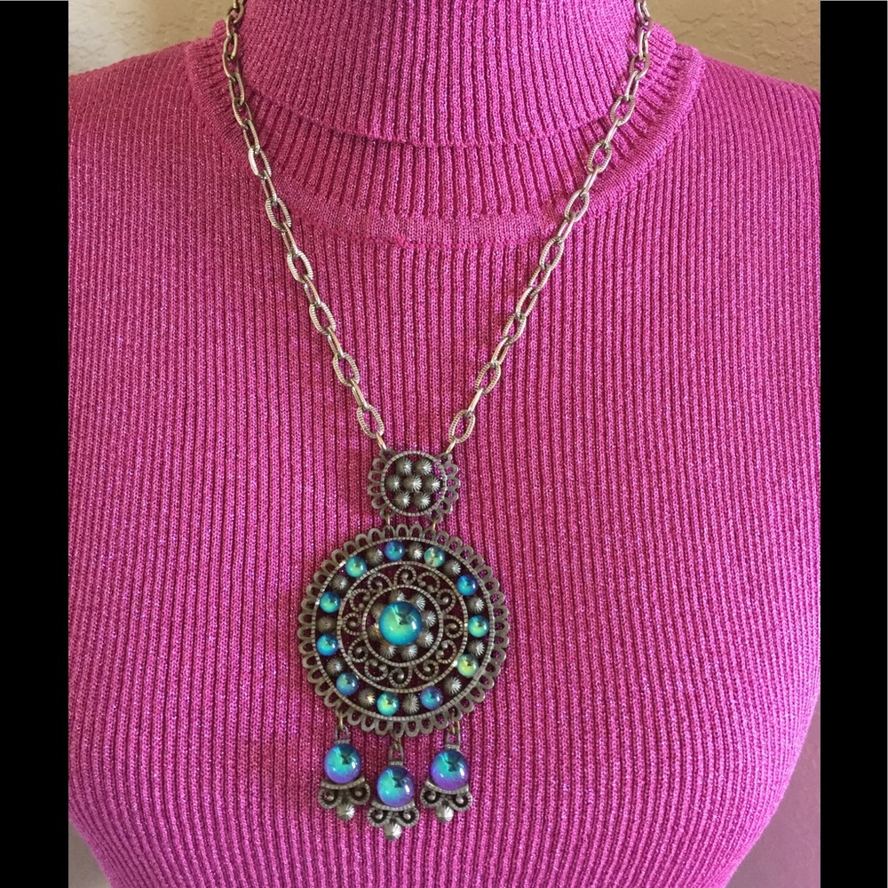 Vintage Aztec Style Marble Stone Necklace